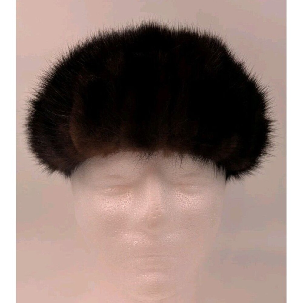 Vintage Gwen Pennington Mink Fur Hat Dark Brown Genuine Fur Beret Cap Union Made